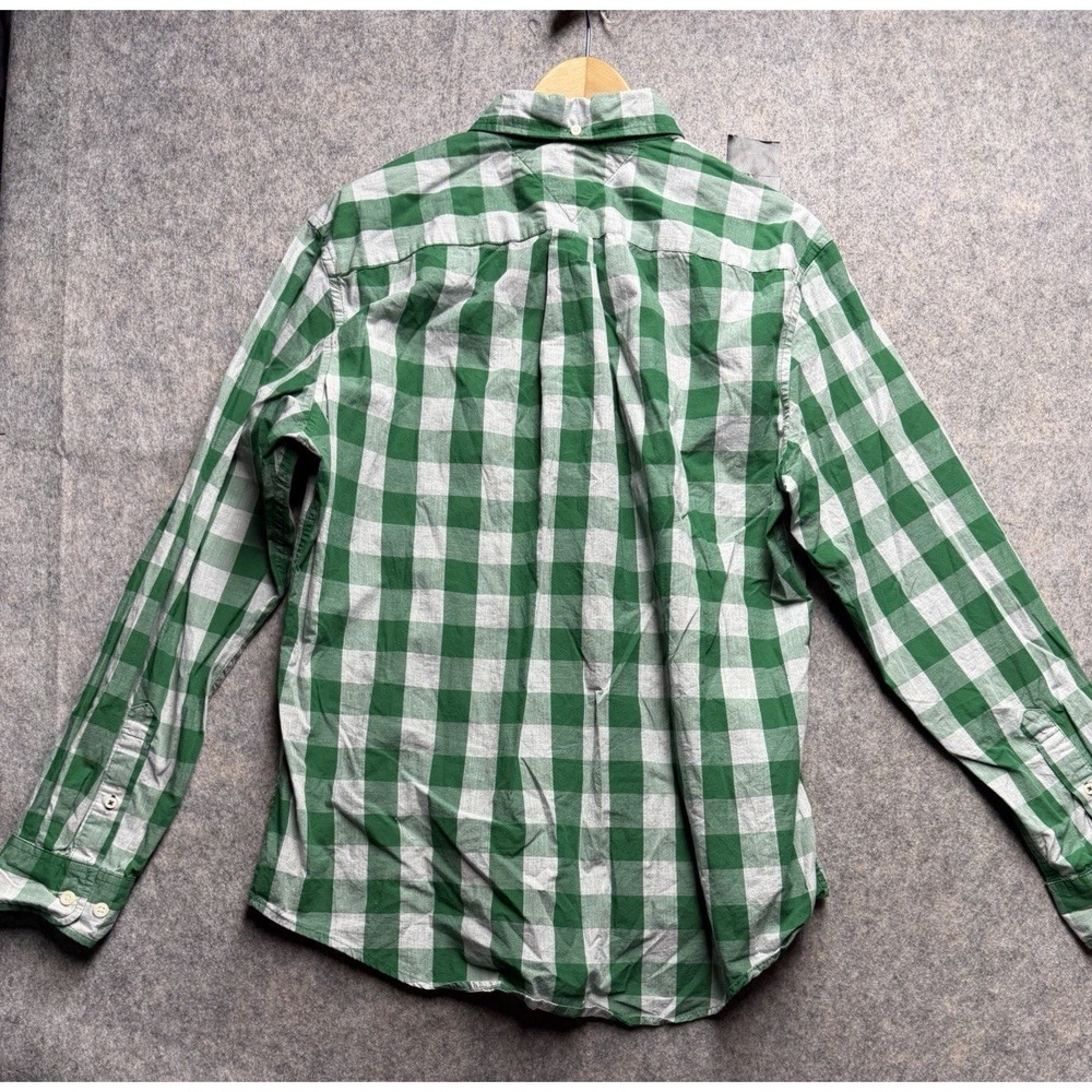 Tommy Hilfiger Men's L Button Down‎ Shirt Green White Plaid Men's Long Sleeve - Picture 6 of 13